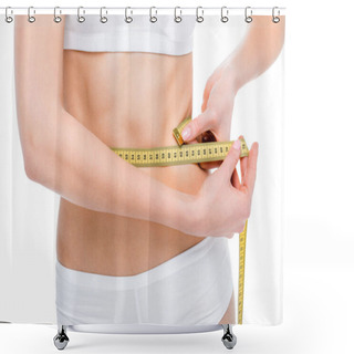 Personality  Woman With Measuring Tape Shower Curtains