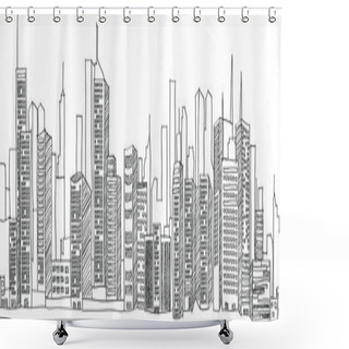 Personality  Cityscape Vector Illustration Line Sketched Up, EPS 10. Shower Curtains