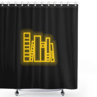 Personality  Books Group Yellow Glowing Neon Icon Shower Curtains