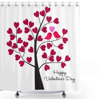 Personality  Pair Of Lovebirds On Tree Branch Shower Curtains