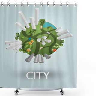 Personality  Earth With City. Vector Concept. Shower Curtains