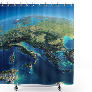 Personality  Detailed Earth. Italy, Greece And The Mediterranean Sea Shower Curtains