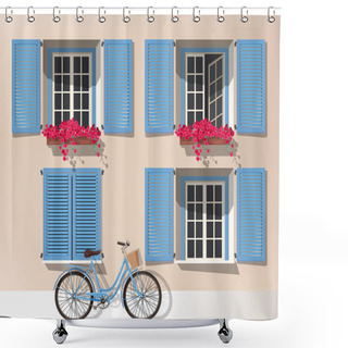 Personality  Windows And Bicycle Shower Curtains
