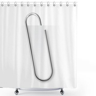 Personality  Realistic Tilted Metal Paper Clip. Page Holder, Binder. Vector Illustration. Shower Curtains