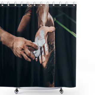 Personality  Sportsman Applying Talcum To Hands Shower Curtains