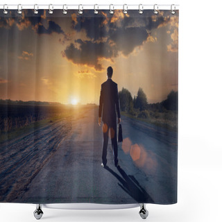 Personality  Businessman On Road To Success Shower Curtains