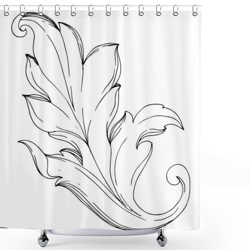 Personality  Vector Baroque monogram floral ornament. Black and white engraved ink art. Isolated ornaments illustration element. shower curtains