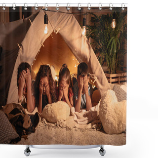 Personality  Children Resting In Tent At Home Shower Curtains
