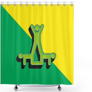 Personality  Acrobatics Acrobats Group Silhouette Green And Yellow Modern 3d Vector Icon Logo Shower Curtains