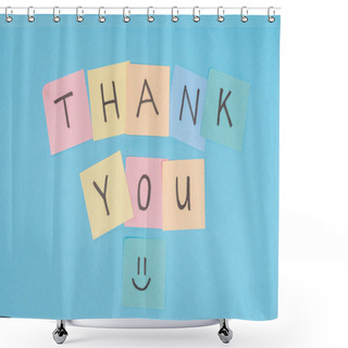 Personality  Colorful Sticky Notes Spelling Thank You Isolated On Blue Background Shower Curtains