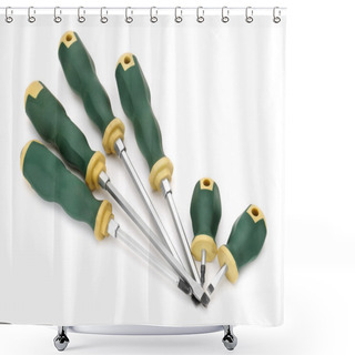 Personality  Set Screwdrivers Isolated On A White Shower Curtains