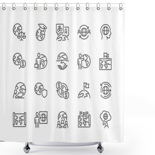 Personality  Line Global Business Icons Shower Curtains