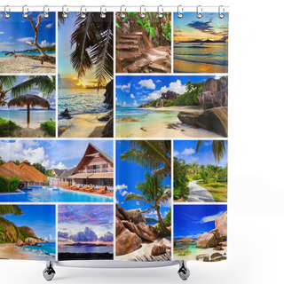 Personality  Collage Of Summer Beach Images Shower Curtains