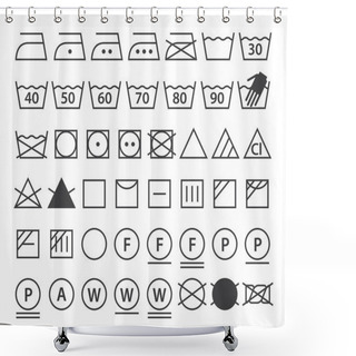 Personality  Set Of Washing Symbols. Laundry Icons Shower Curtains
