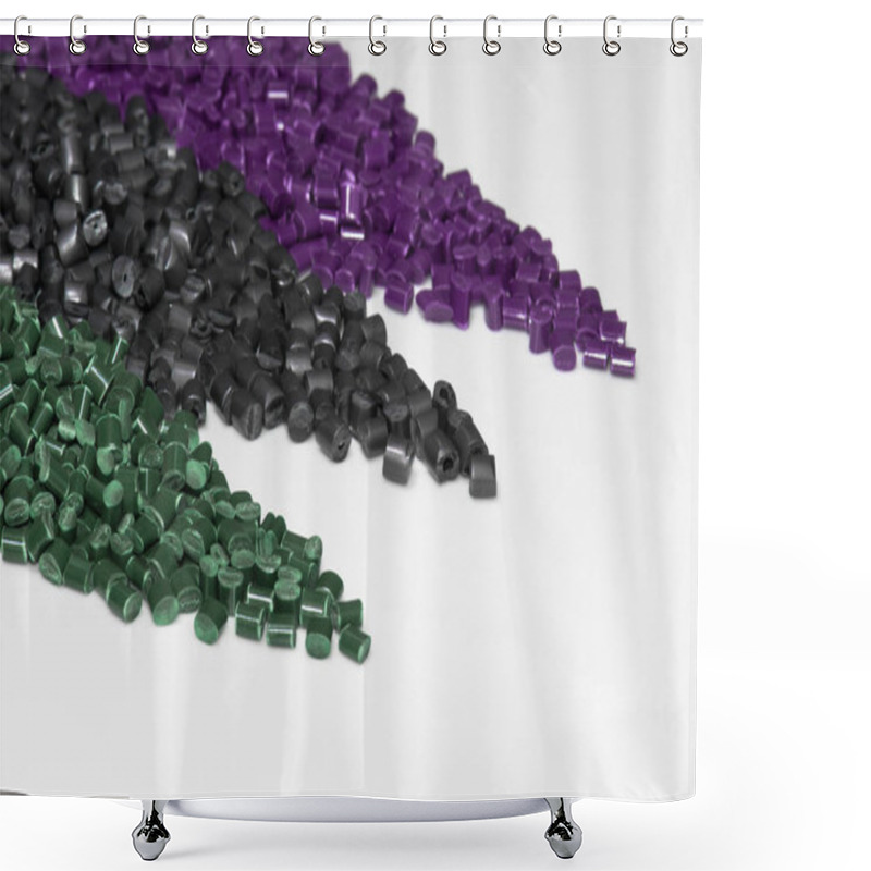 Personality  Violet,gray And Green Polymer Resin On A White Table For Background Shower Curtains