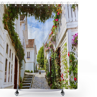 Personality  Street In Old Centre Of Stavanger - Norway Shower Curtains