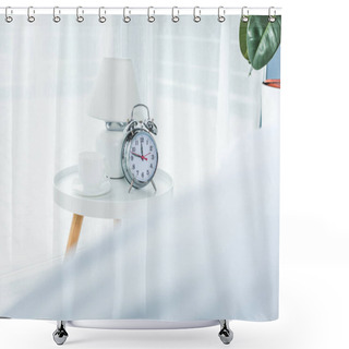 Personality  Alarm Clock In Bedroom Shower Curtains