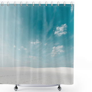 Personality  Beautiful Beach With White Sand And Blue Sky With White Clouds Shower Curtains