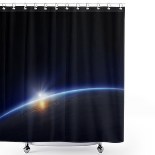 Personality  Planet Earth With Rising Sun Shower Curtains
