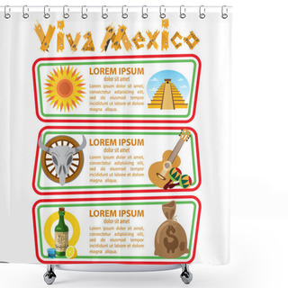 Personality  Set Of Banners On A Mexican Theme. Shower Curtains