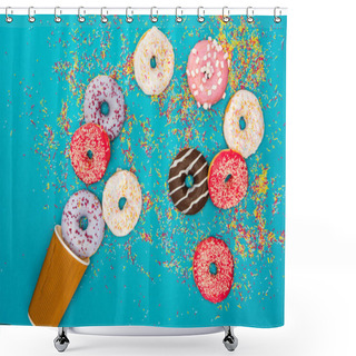 Personality  Several Donuts With Various Glaze  Shower Curtains