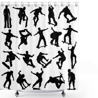 Personality  Skateboarding Silhouette, Skaters, Extreme Sport Shower Curtains