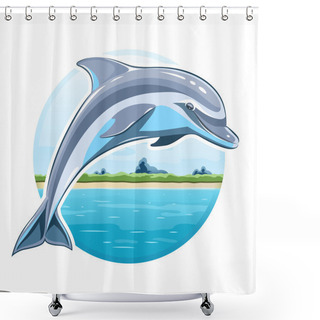 Personality  Dolphin On Sea Background Shower Curtains