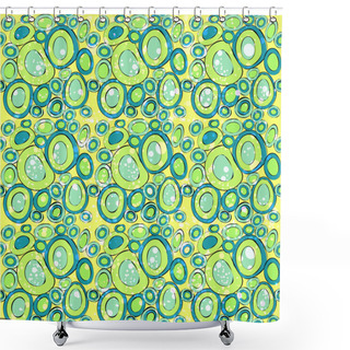 Personality  Green Background With Circles. Shower Curtains