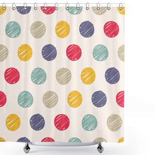 Personality  Polka Dots Doodle Seamless Shower Curtains