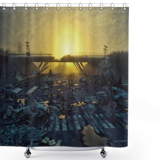 Personality  Ruins Of A City. Apocalyptic Landscape. Shower Curtains