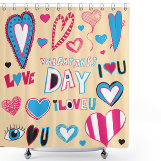 Personality  Valentine's Day Doodles Shower Curtains