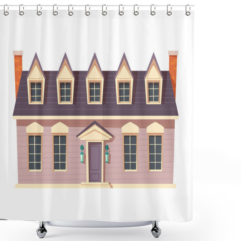 Personality  Urban retro colonial style building cartoon shower curtains