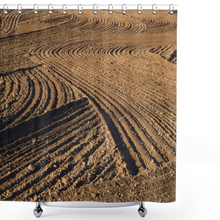 Personality  Ploughed Cultivated Farm Field Soil Background Shower Curtains