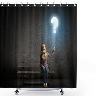 Personality  Woman Holding Balloon Shower Curtains