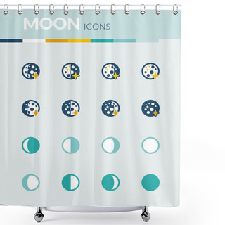 Personality  Moon Phases  Colorful Flat Icons Shower Curtains