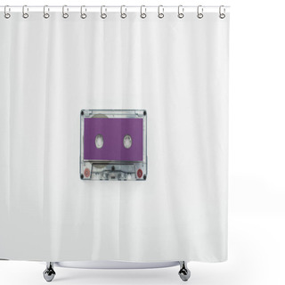 Personality  Top View Of Purple Cassette Isolated On White  Shower Curtains
