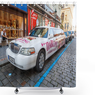 Personality  Stretch Limousine From Cabaret - Strip Club In Prague, Czechia Shower Curtains