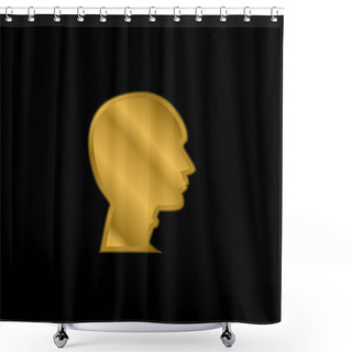 Personality  Bald Man Head Gold Plated Metalic Icon Or Logo Vector Shower Curtains