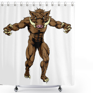 Personality  Mean Boar Mascot Shower Curtains