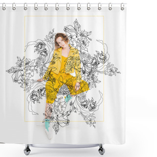 Personality  Young Girl Dressed In All Yellow Shower Curtains
