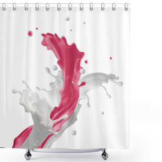Personality  Mixed Fruit Yogurt Drink Splashing, Fountain Splash Isolated On  Shower Curtains