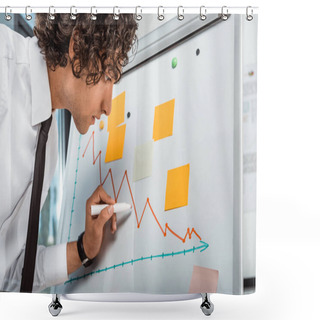 Personality  Businessman Drawing Graphic On White Board Shower Curtains