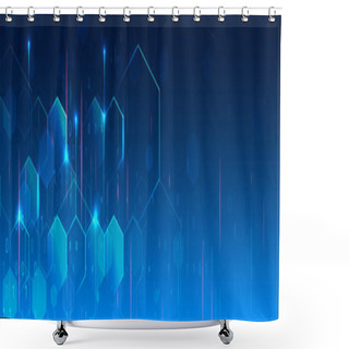 Personality  Abstract Global Sci Fi Concept. Digital Internet Communication On Blue Background. Hi-tech Vector Illustration With Various Technology Elements. Wide Cyber Security Internet And Networking Concept. Shower Curtains
