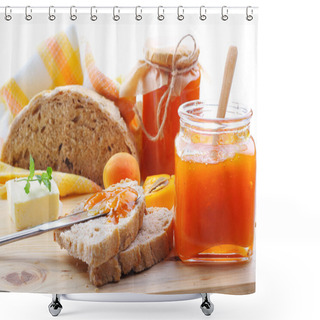 Personality  Apricot Jam And Bread Shower Curtains
