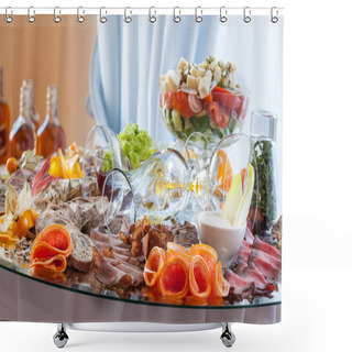 Personality  Sliced Meat On Banquet Table Shower Curtains