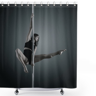 Personality  Young Woman Dancing On Pylon Shower Curtains