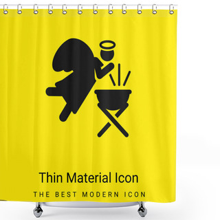 Personality  Angel Minimal Bright Yellow Material Icon Shower Curtains