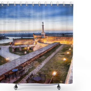 Personality  Statue Of Victory With A Monument In Capital City Belgrade, Serbia Shower Curtains