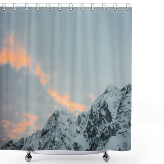 Personality  Beautiful Snowy Mountains Under Sunset Sky, Austria Shower Curtains