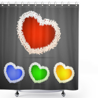 Personality  Vector Set Of Fluffy Hearts. Shower Curtains